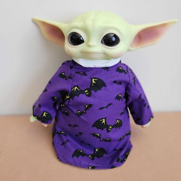 Spooky Bats 2pc Halloween Outfit/scarf set for 11" Mattel Child Grogu Yoda dolls - Picture 7 of 8